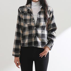 [올리비에스클로젯] 기모 체크 셔츠 블라우스_O2411BL142D