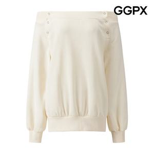 GGPX  스냅 오프숄더 기모 맨투맨 티셔츠 GPBTS017F