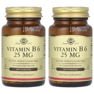 해외배송 Solgar 솔가 비타민 B6 25mg 100정 2개 Vitamin B6 25 mg 100 Tablets