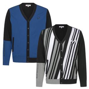 [양말증정]남성 브이넥 컬러 믹스 니트 가디건 (411D3SD205)