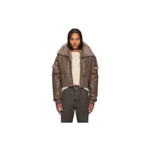 25 FW 릭오웬스 남성 베이지 콘코르디안 드라큐칼라 시어링 재킷 252232M179012