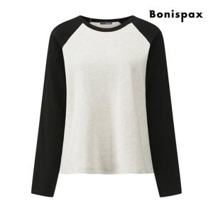 [보니스팍스(여성의류)]데일리 배색 기모 링거 티셔츠 XPCTS007M0