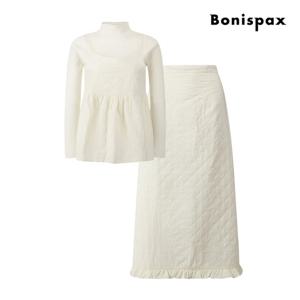 [보니스팍스(여성의류)]퀼팅 레이어드 뷔스티에 니트 롱 스커트 셋업 XPCST002M0