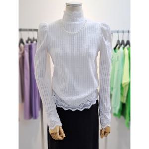 [지지피엑스]진주 하이넥 레이스 퍼프 블라우스 (GP1SH036F)