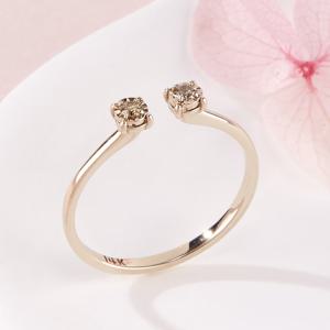 [비앤비골드] 14K 더블 꼬냑 컷팅볼 오픈 반지 DIR42371