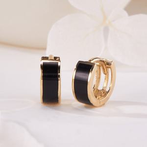 [비앤비골드] 14K 블랙 하프 에폭시 원터치 링귀걸이 S 한쌍 PNE42363