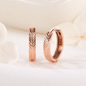 [비앤비골드] 14K 두줄 립스 컷팅 원터치 링귀걸이 L 한쌍 PNE42361