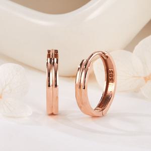 [비앤비골드] 14K 두줄 엠보 컷팅 원터치 링귀걸이 XL 한쌍 PNE42358