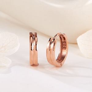 [비앤비골드] 14K 두줄 엠보 컷팅 원터치 링귀걸이 M 한쌍 PNE42356