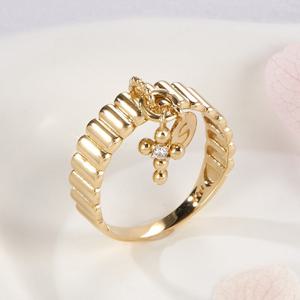 [비앤비골드] 14K 큐빅볼 십자가 S코인 딸랑이 반지 SRS42348