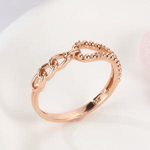 [비앤비골드] 14K 와이드 큐빅볼 언발 체인 반지 SRS42342