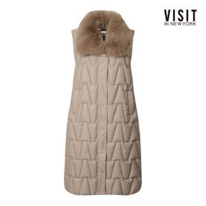 [비지트인뉴욕]퀄팅 패턴 롱 패딩 베스트 V5CVE03