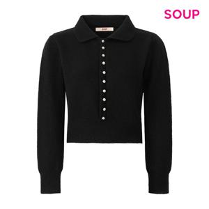 [숲]진주 버튼 포인트 크롭 니트 S5CLK05