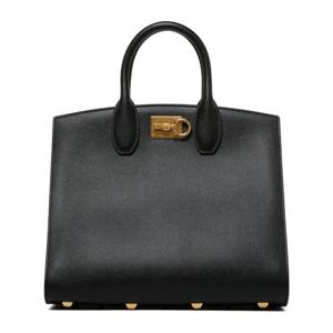 페라가모 블랙 가죽 스터드 탑 핸들 백 0740941 210398001