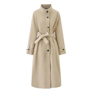 [보니스팍스]모던 반하이넥 벨티드 롱 코트 (XP4JH002L0)