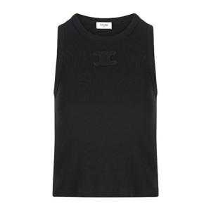 셀린느 로고 아플리케 리브 니트 슬리브리스 탑 2X45N 2P3338NO