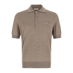 브루넬로쿠치넬리 코튼 니트 리브 포켓 폴로 티셔츠 M29806205