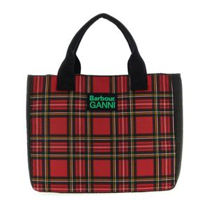 바버 왁스드 코튼 체크 자수 로고 토트백 LBA0462LBA TN11