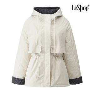 르샵  체크 배색 후드 스트링 패딩 점퍼 (BPCJP006A)