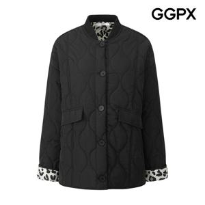 GGPX  레오파드 배색 버튼업 패딩 점퍼 GPCJP016F