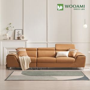 우아미가구 메리 4인 무빙헤드 가죽 소파 3color