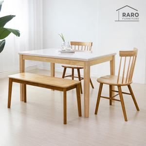 라로퍼니처 아몬드 1200 천연 대리석 4인 식탁 세트 (식탁+의자2+벤치1)