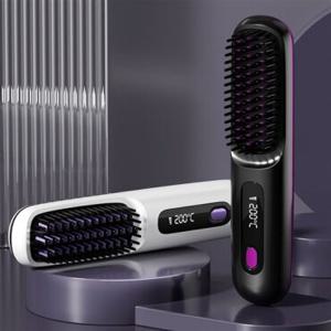 [라라데이빗] 무선 콤브 매직 헤어빗 고데기 빗고데기 파우치포함 브러쉬 휴대용 여행 헤어 스타일러 온도조절
