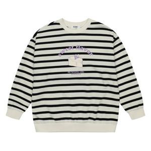 에꼴리에 여아 기모 블루베리 케잌 스트라이프 맨투맨 티셔츠 21D0458_BK