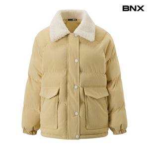 [BNX]양털 카라 배색 스트링 골덴 패딩 점퍼 (BX4JP005L0)