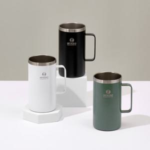 [리벤스] 스텐 보온보냉 손잡이 머그컵 670ml(화이트/블랙/그린)