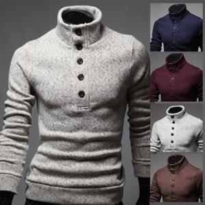 [위즈아이]남성 기모 3D 세로 단추 폴라 니트 폴라티 NR433N