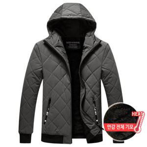 [위즈아이]벨벳 후드 누빔 패딩 점퍼 양털 퀄팅 자켓 WI016P