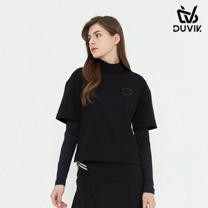 듀빅 여성 간절기 에리 레이어드 티셔츠 DC3WTS004BK