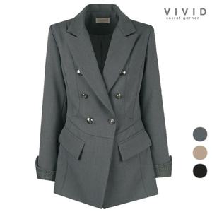 [비비드 시크릿가너]여성 더블절개 소매배색 가을봄 정장자켓