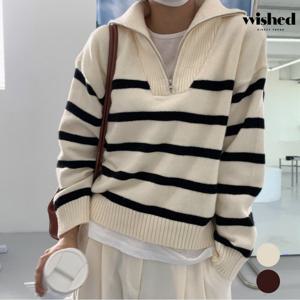 캐쥬얼 루즈핏 단가라 하프넥 집업 니트 (WIACNT016)