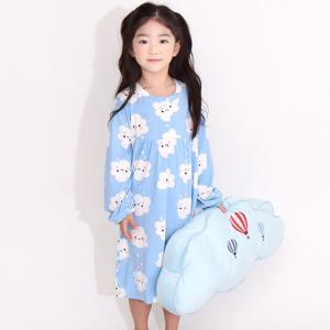 [프리미에팜]프리미에팜 여아용 구름 피치기모 원피스 잠옷 BL
