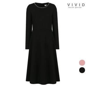 [비비드 시크릿가너]여성 보석 진주장식 스판 원피스