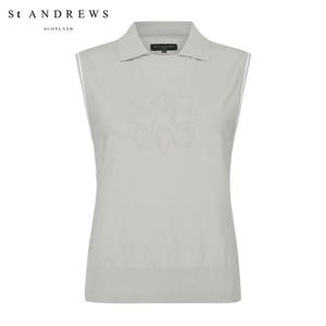 [세인트앤드류스] 여성 별 심볼 컬러 라인 세미 오버핏 니트 베스트