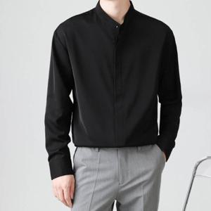 [모로엠]남성 모던 베이직 차이나넥 셔츠 LD-SHAH-QSIS073-블랙
