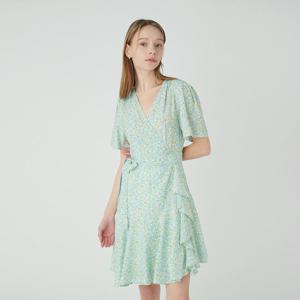 [SATIN] 플로랄 프린트 그린 원피스 O242T622