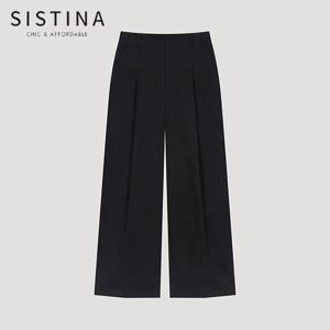 [SISTINA] 인기 코튼 원턱 와이드 팬츠_AWWSLO21090_BK