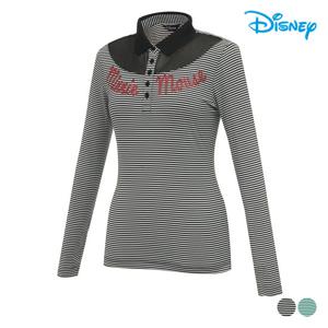 디즈니골프 여성 스트라이프 패턴 기능성 긴팔 카라 티셔츠 DL1LTS004