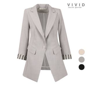 [비비드 시크릿가너]여성 모던 소매배색 원버튼 여름 정장자켓