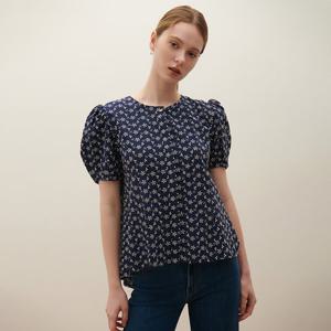 [SATIN] 백 플리츠 플레어 블라우스 O242T215