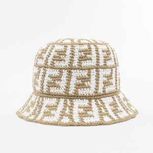 펜디 FF 모티프 라피아 베이지 벙거지 버킷햇 FXQ688APASF0QB9