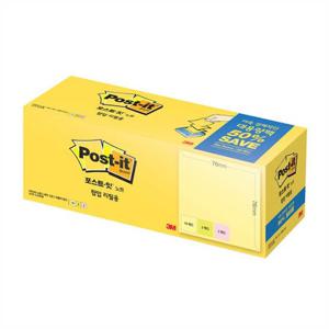 3M포스트잇대용량팩KR330-20A 노랑(16)그린(2)핑크(2)