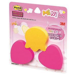포스트잇미니하트 MINI-2HT(90매3패드 노랑 핫핑크)