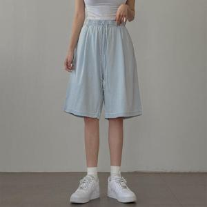 아트박스/라이니 밴딩 핀턱 데님 하프 반바지 bo-3223k