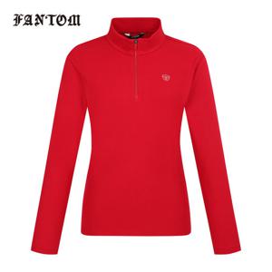 [팬텀] 여성 자수 와펜 반집업 하이넥 긴팔티셔츠