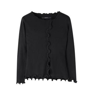 [GGPX]페미닌 무지 라운드 슬림핏 물결 긴팔 니트 (GOAKT011D)